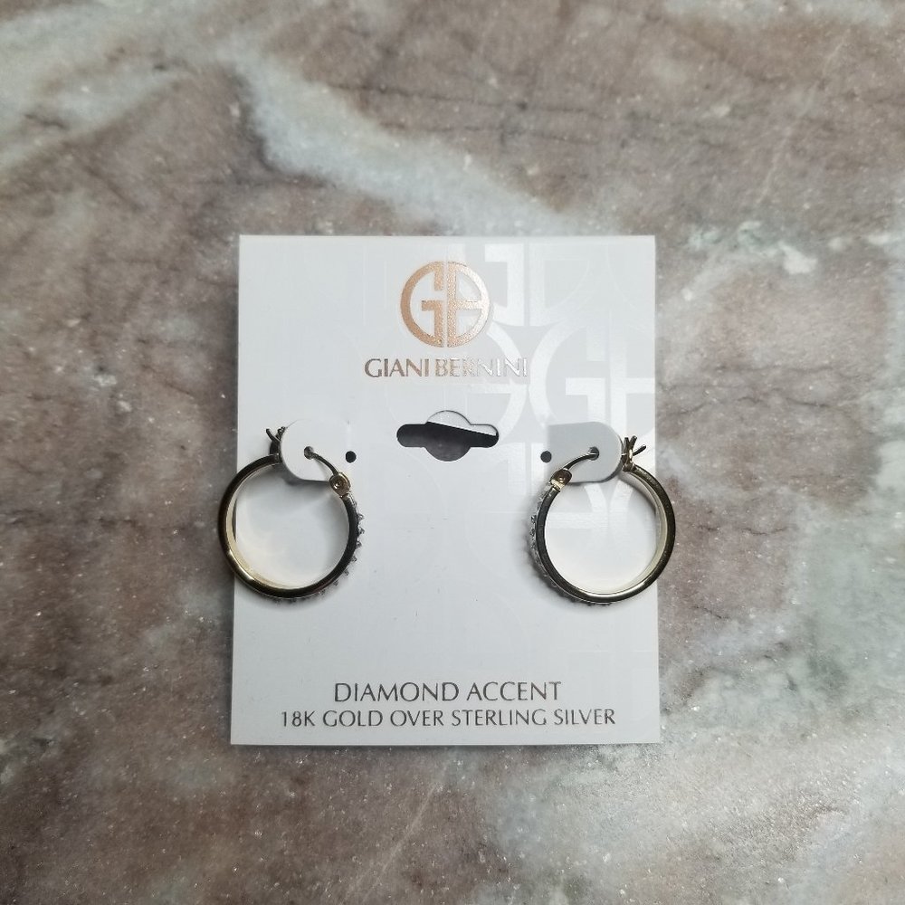 Giani Bernini Diamond Accent Small Hoop 18K Gold 925 Sterling Silver Earrings